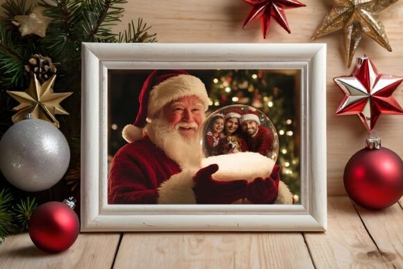 Christmas Santa with Snow Globe Backdrop - Image 5