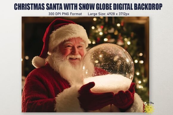 Christmas Santa with Snow Globe Backdrop - Image 6