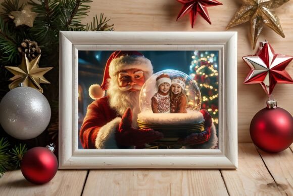 Christmas Santa with Snow Globe Backdrop - Image 8