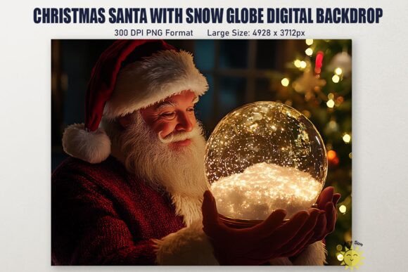 Christmas Santa with Snow Globe Backdrop - Image 9