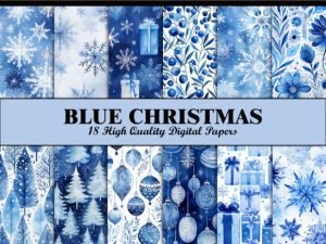 Christmas Scrapbook Paper Blue Winter