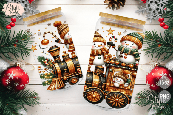 Christmas Snowman 16 Oz Glass Can Wrap - Image 3