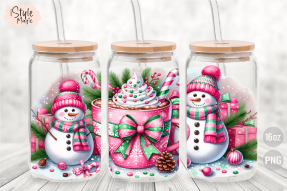 Christmas Snowman 16oz Glass Wrap PNG - Image 2