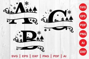 Alternative view of Christmas Split Alphabet Monogram SVG