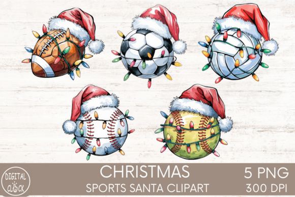 Christmas Sports with Santa Hat Clipart