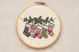 Alternative view of Christmas Stockings on Holly Garland