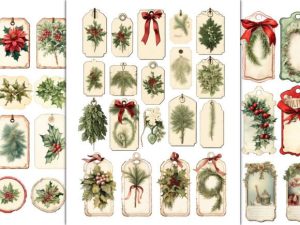 Alternative view of Christmas Tags Labels Junk Journal Kit
