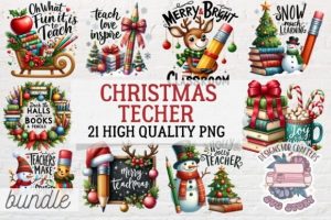 Christmas Teacher Quote Bundle 21 PNG