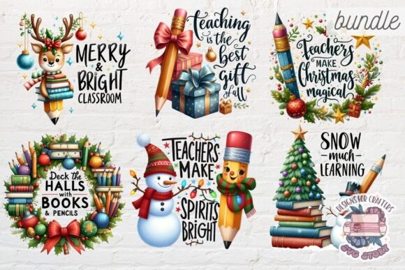 Christmas Teacher Quote Bundle 21 PNG - Image 3