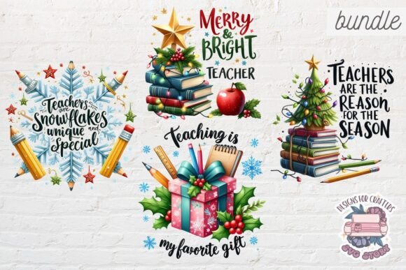 Christmas Teacher Quote Bundle 21 PNG - Image 5