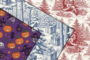 Alternative view of Christmas Toile Chinoiserie Digital Pape