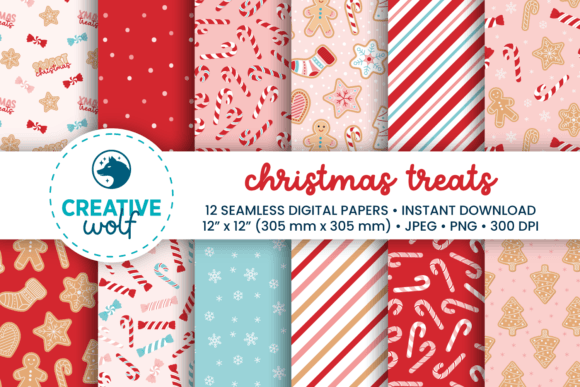 Christmas Treats Digital Paper Set of 12