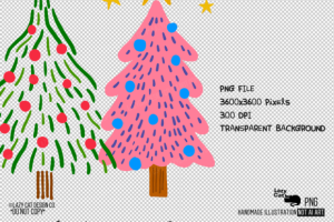 Alternative view of Christmas Tree Colorful Hand-Drawn PNG