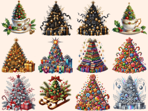 Alternative view of Christmas Trees Clipart P4