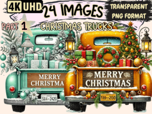 Christmas Trucks Clipart P1