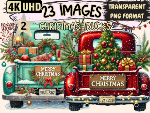 Christmas Trucks Clipart P2