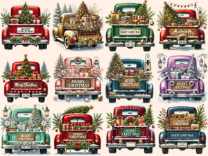 Alternative view of Christmas Trucks Clipart P2
