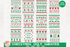 Christmas Ugly Sweater SVG,PNG Bundle