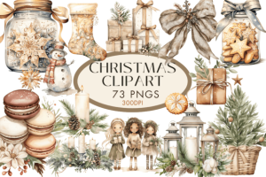 Christmas Watercolor Clipart PNGS