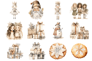 Alternative view of Christmas Watercolor Clipart PNGS
