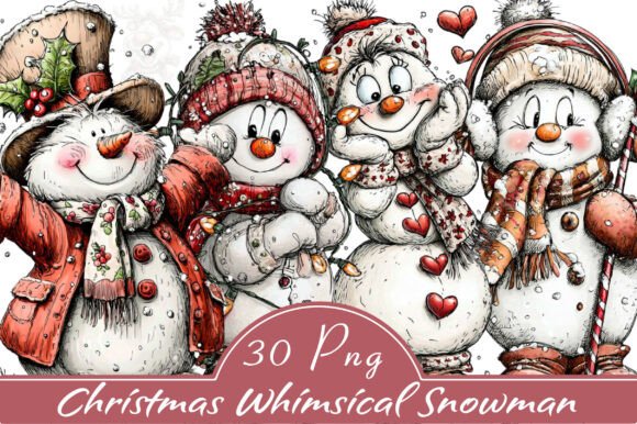 Christmas Whimsical Snowman Clipart