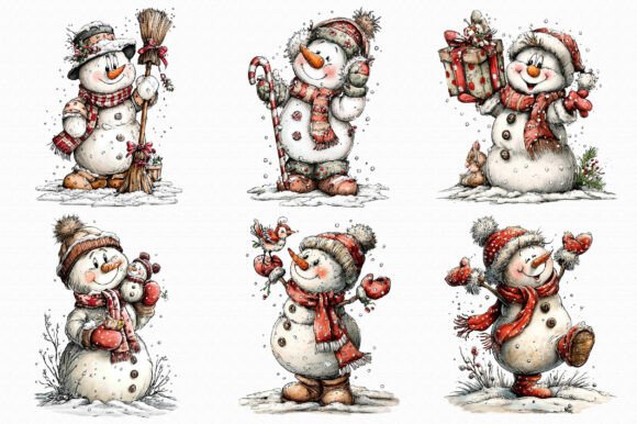 Christmas Whimsical Snowman Clipart - Image 3