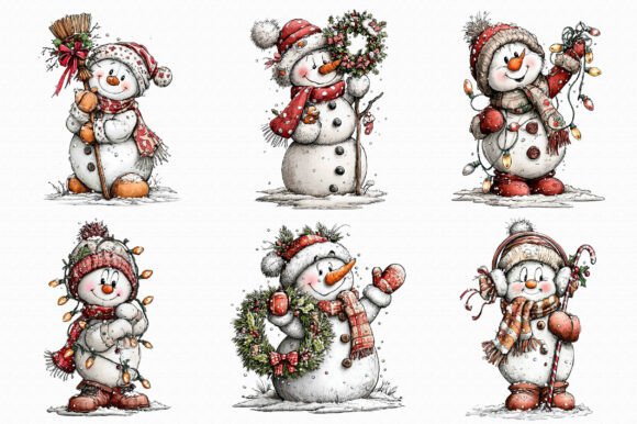 Christmas Whimsical Snowman Clipart - Image 8