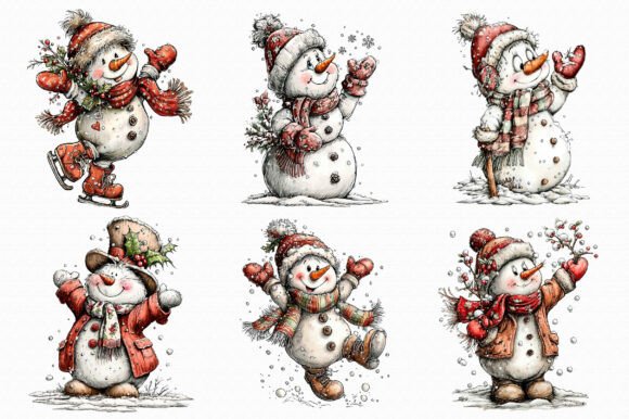 Christmas Whimsical Snowman Clipart - Image 9