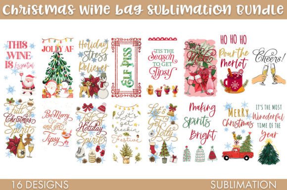 Christmas Wine Bag PNG Bundle - Image 2