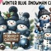 Christmas Winter Blue Snowman Clipart