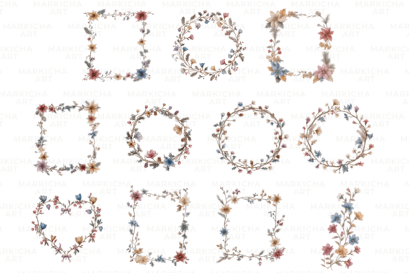 Christmas Winter Floral Borders Clipart - Image 3