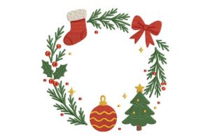 Christmas Wreath Embroidery Design