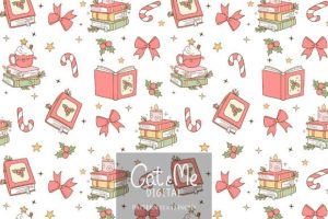 Christmas Bookish Seamless Pattern
