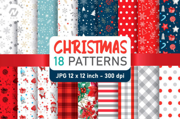 Christmas Digital Paper Patterns Design