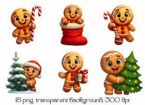Alternative view of Christmas Gingerbread Man Cookie Clipart