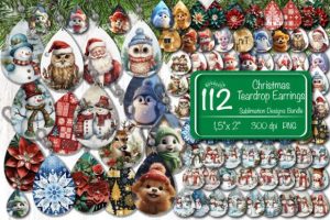 Christmas Teardrop Earrings Bundle Png