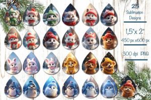 Alternative view of Christmas Teardrop Earrings Bundle Png