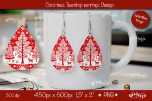 Christmas Teardrop Earrings Sublimation