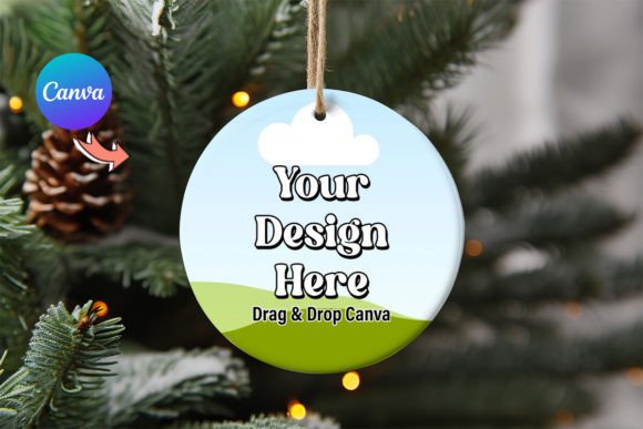 Circle Round Christmas Ornament Mockup