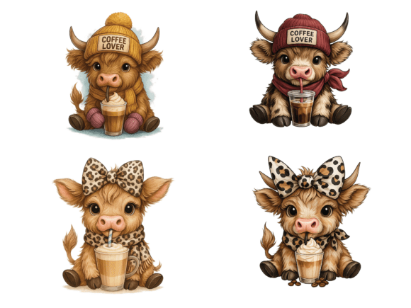 Coffee Addict Highland Cow Png