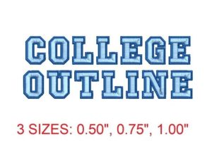 College Outline Embroidery Font