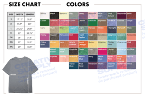 Color Chart Comfort Colors 1717 Sizes