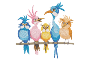 Colorful Cartoon Birds