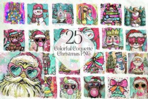 Colorful Coquette Christmas PNG