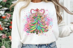 Colorful Coquette Christmas Tree Png