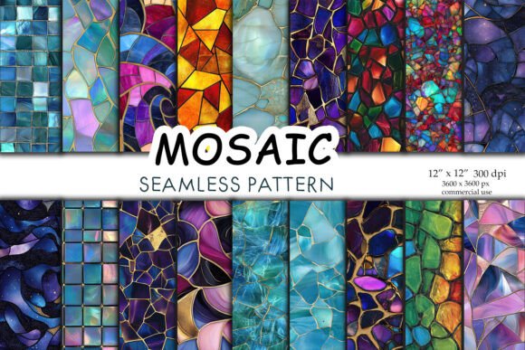 Colorful Mosaic Pattern Digital Paper
