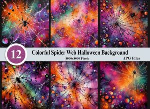 Colorful Spider Web Halloween Background