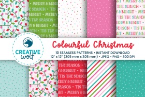 Colourful Christmas Seamless Patterns