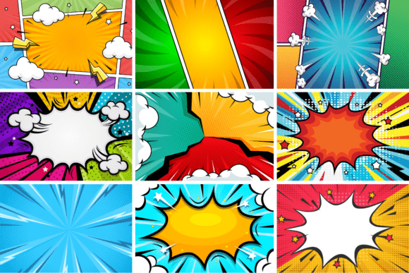Comic Pop Art Background Burst Set - Image 3
