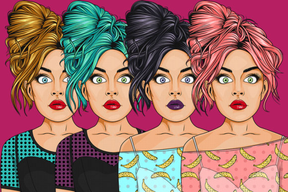 Alternative view of Comic Style Pop Art Girls
